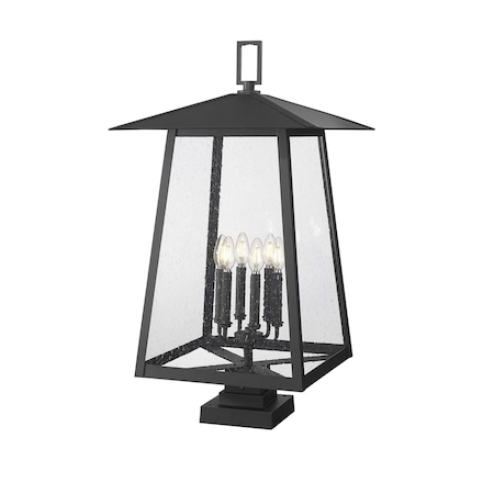 Z-Lite Rainer 6 Light Outdoor Pier Mounted Fixture, 17.5in. W x 32.5in. H, Black 5015PHXXLS-SQPM-BK